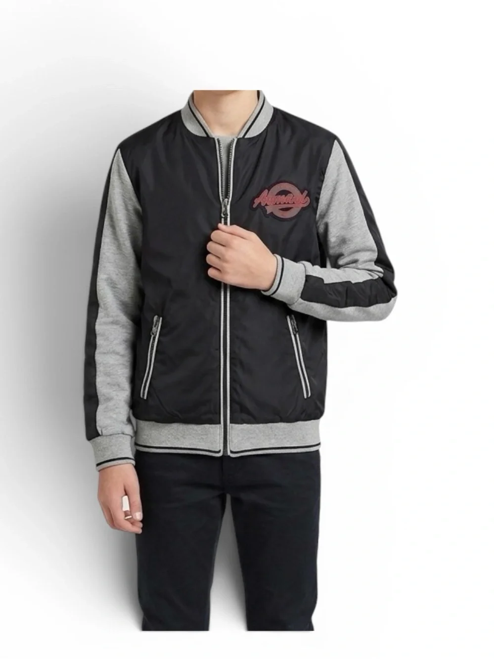 Armani Junior Boys Reversible Bomber Jacket Black Grey Size 14A Large